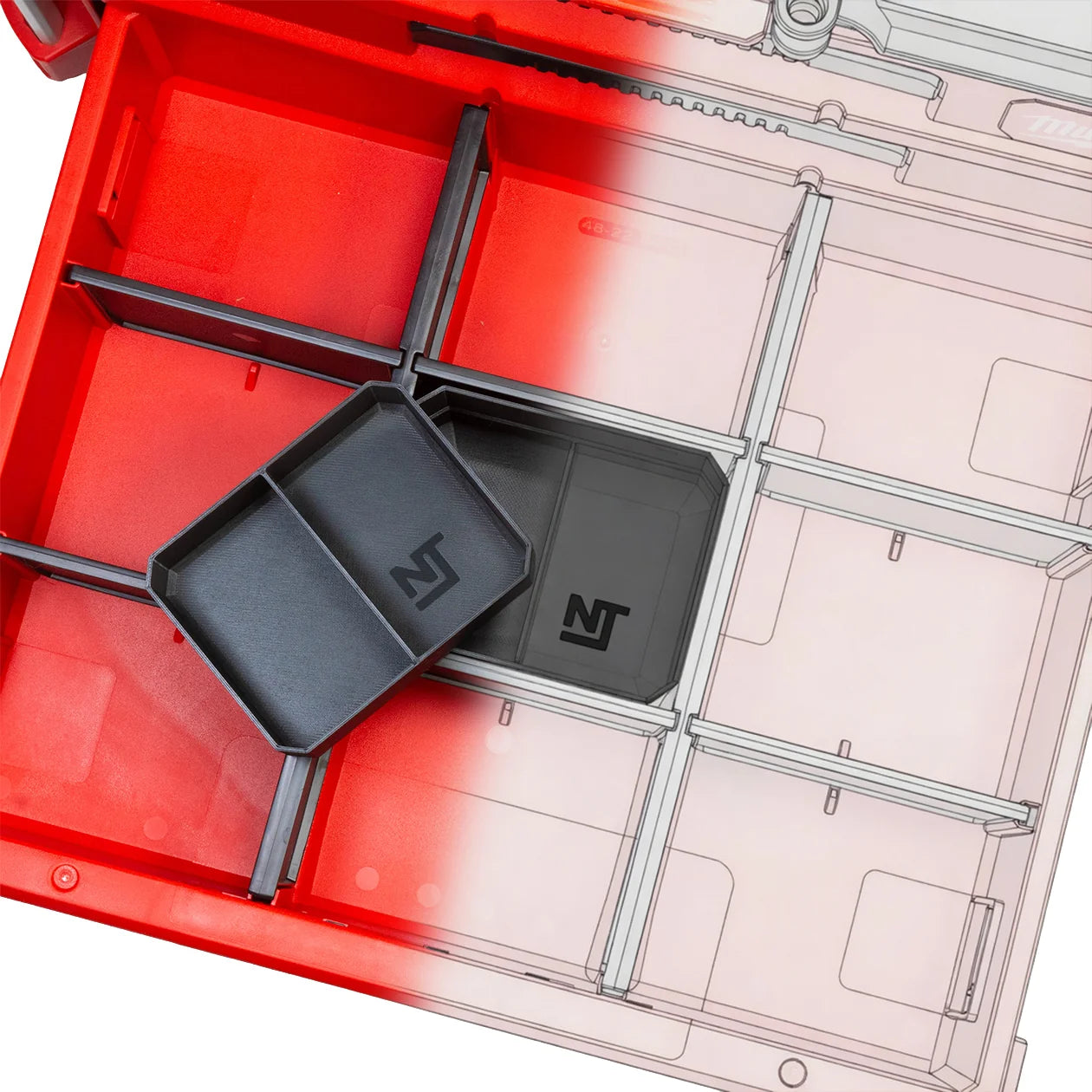 Digital file STL for Stacking Divider Bins Milwaukee PACKOUT 3-Drawer