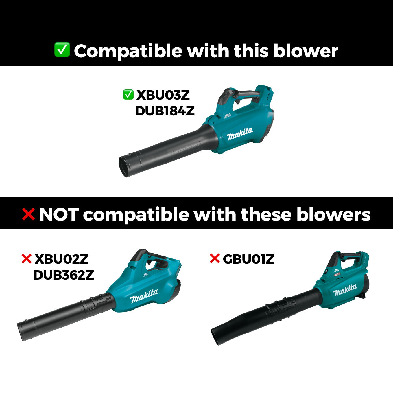STUBBY® Car Drying Nozzle for Makita 18V LXT Leaf Blower (XBU03Z & DUB184Z)