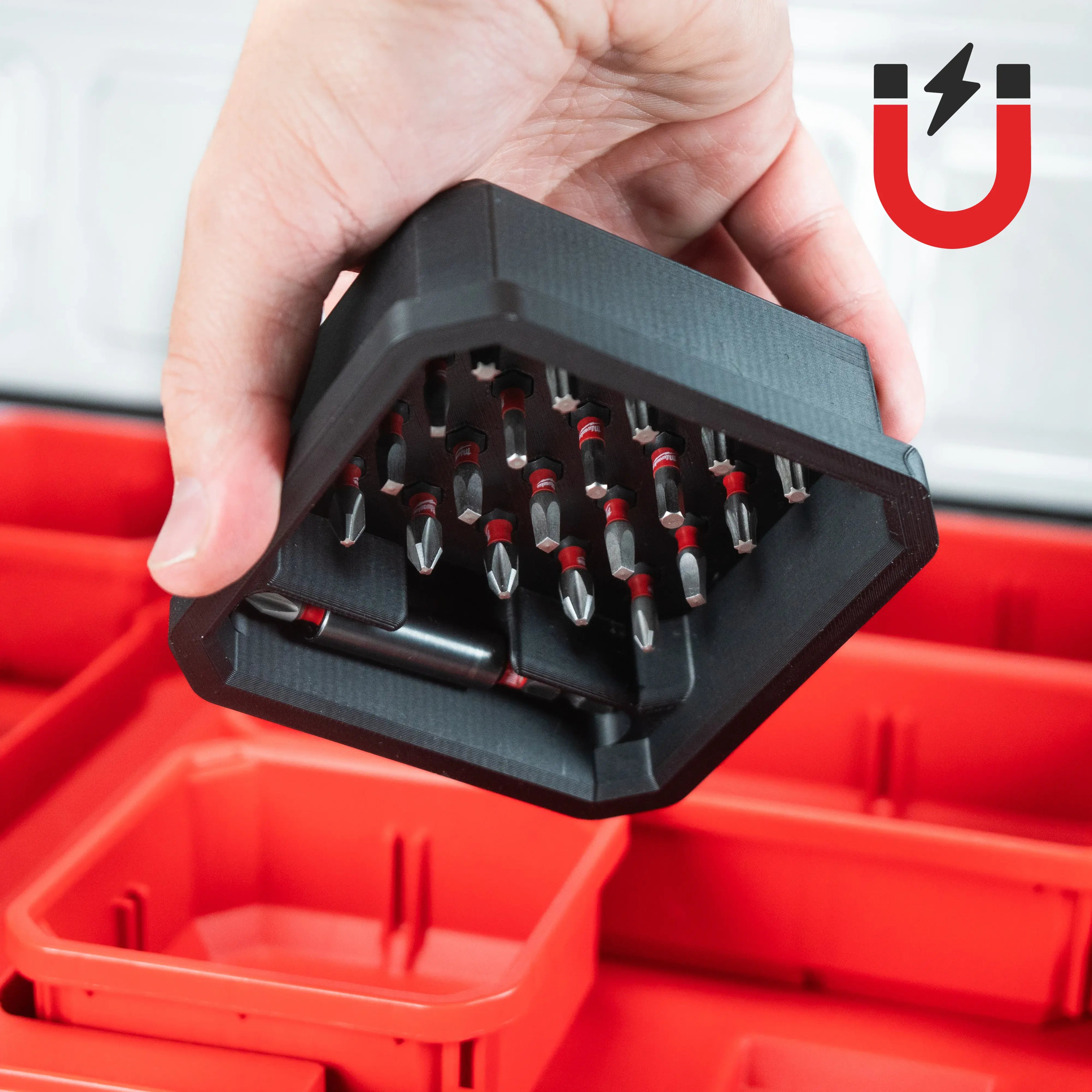 Magnetic Bit Bins for Milwaukee Low-Profile PACKOUT Organizer