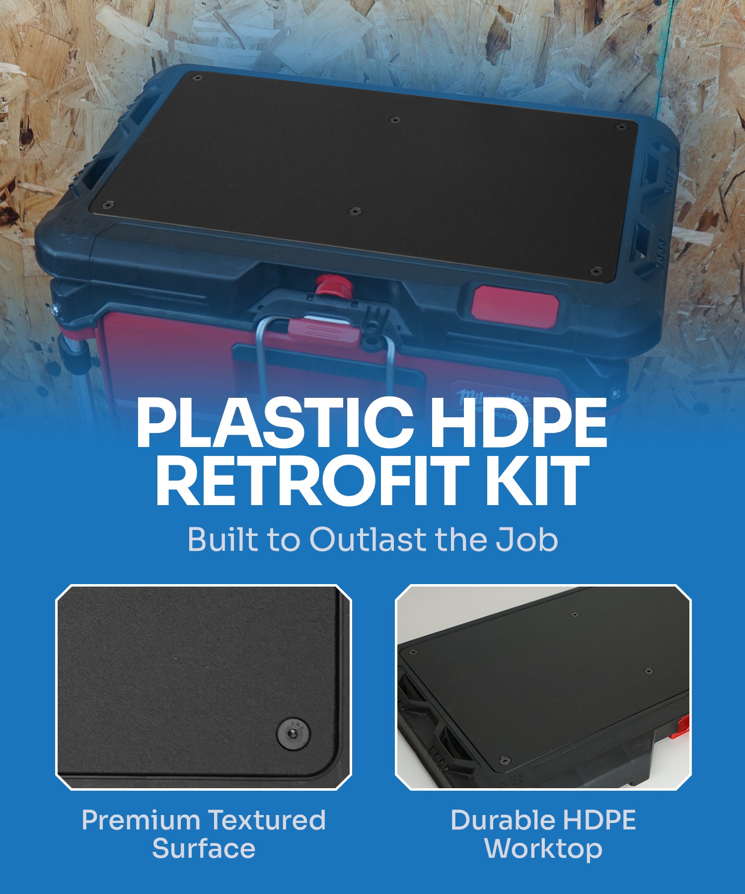 Plastic (HDPE) Retrofit Kit 2.0 Compatible W/ (Milwaukee PACKOUT® Customizable Work Top 48-22-8488)