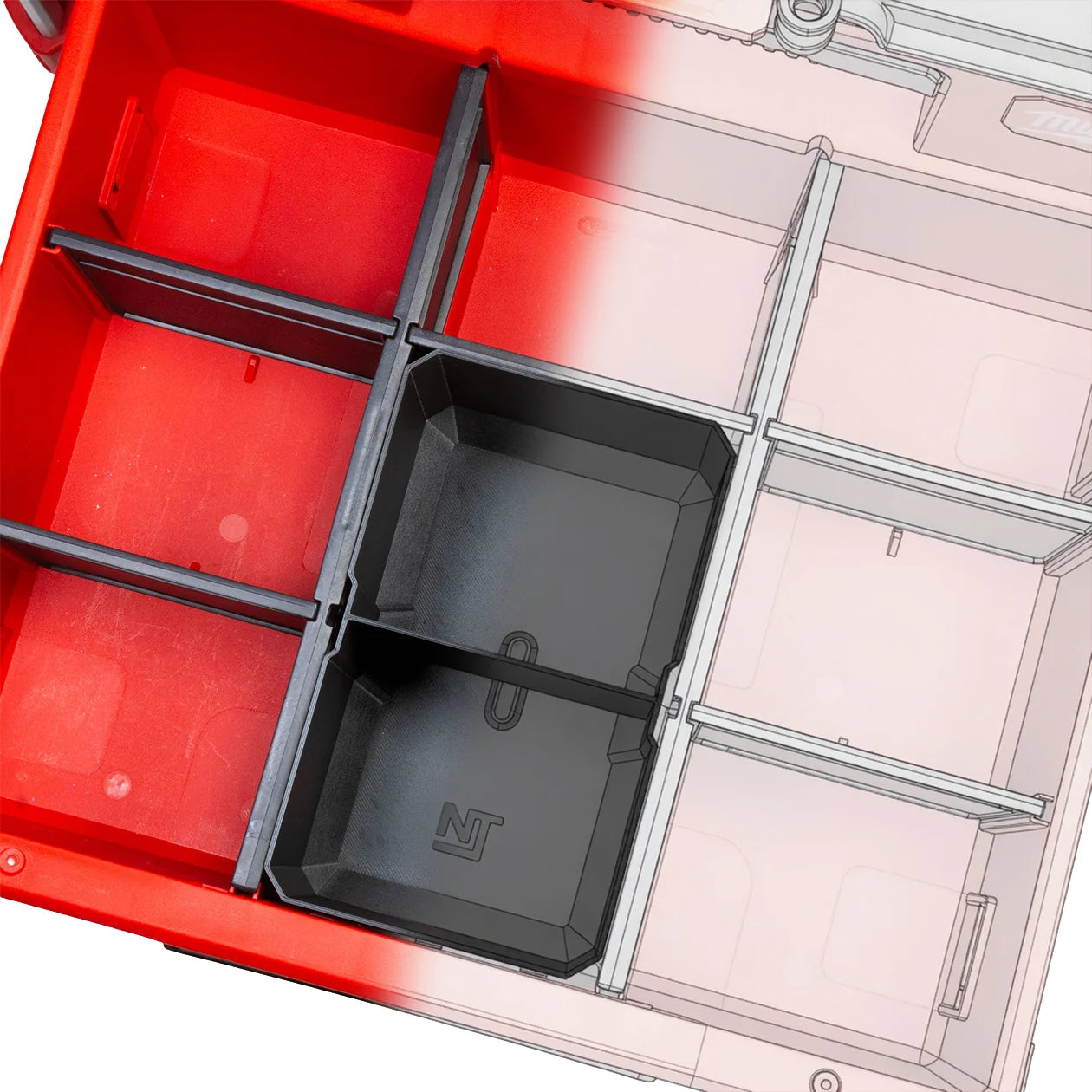 Digital file STL for Divider Bin Large Milwaukee PACKOUT 2-Drawer