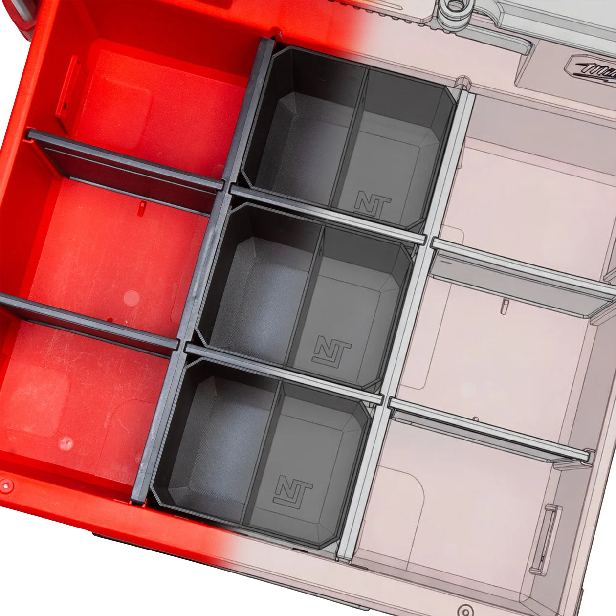 Digital file STL for Divider Bins Small Milwaukee PACKOUT 2-Drawer