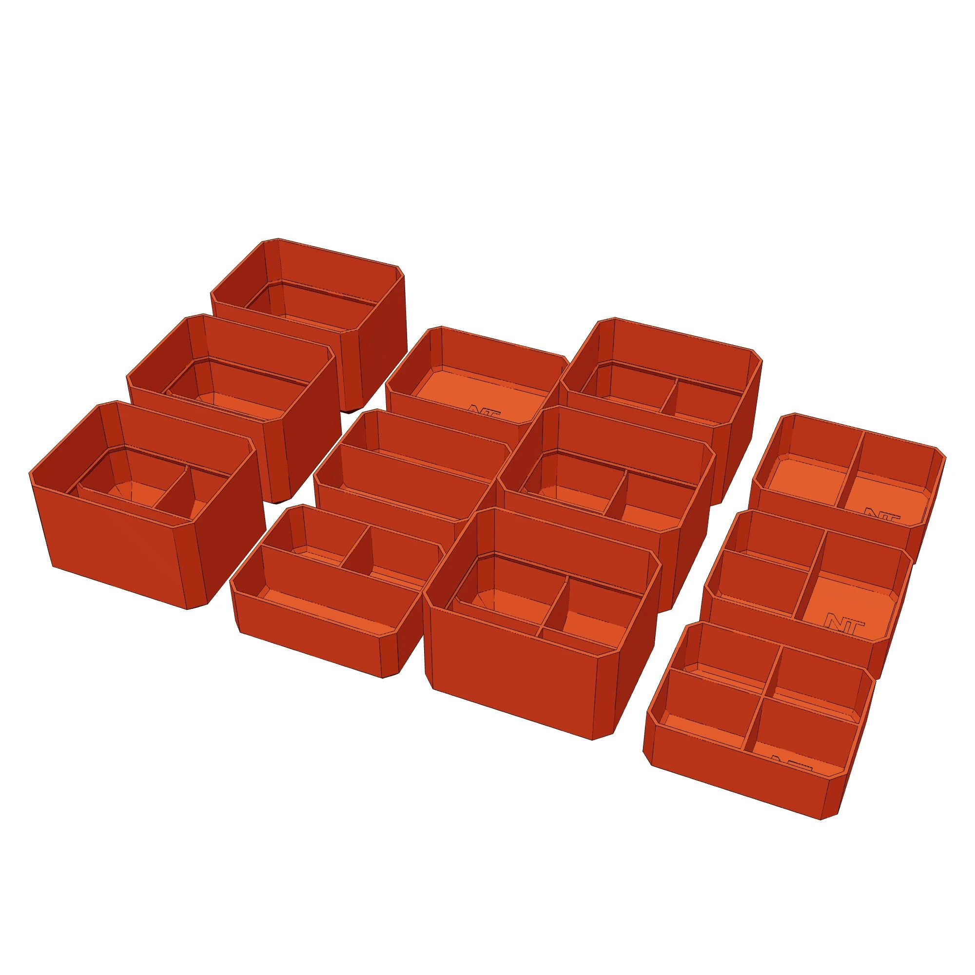 3D print preview Stacking Divider Bins for PACKOUT 3-Drawer