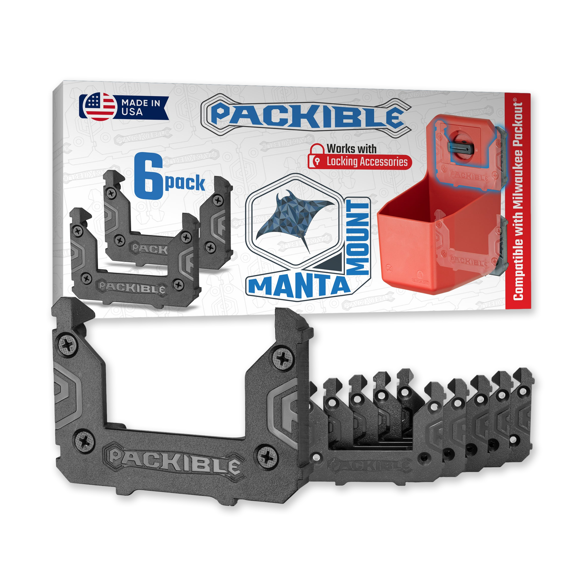 Manta Mounts - Mounting Cleats compatible with Milwaukee Packout® locking packout accessories