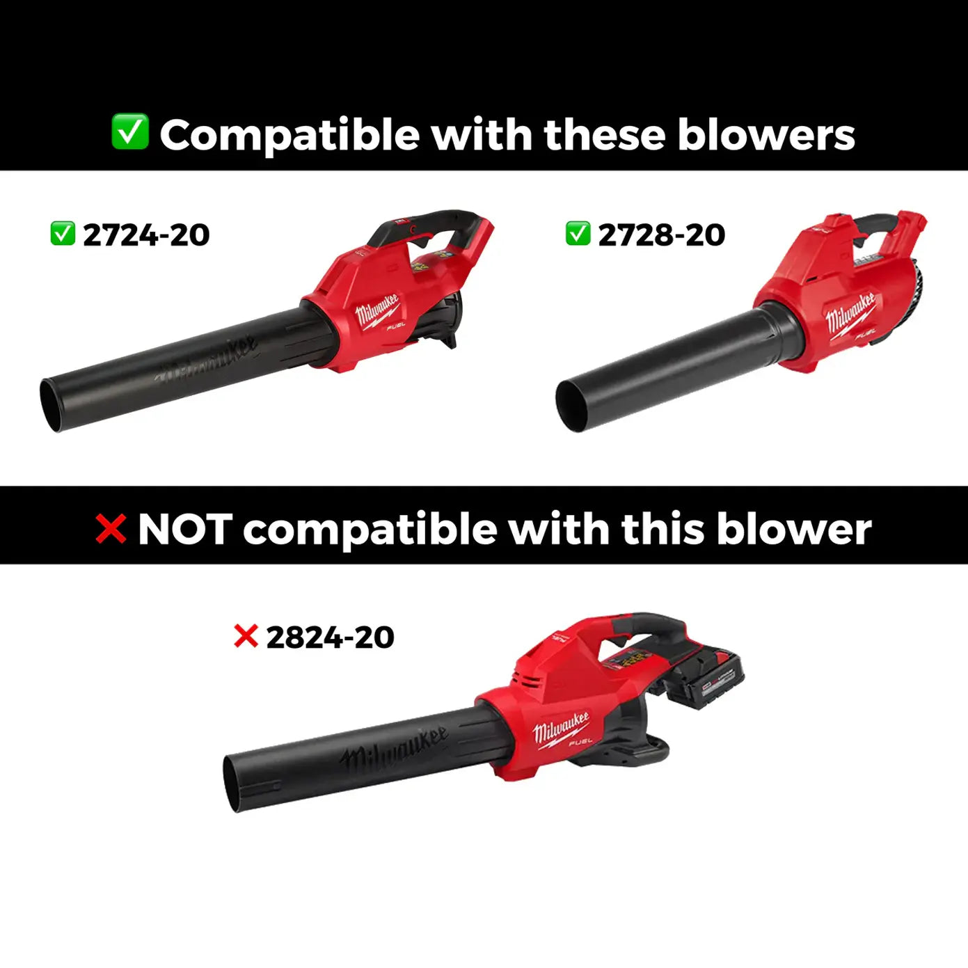 STUBBY® Car Drying Nozzle for Milwaukee M18 FUEL Gen I & II Single Battery Leaf Blowers (2724-20 & 2728-20)