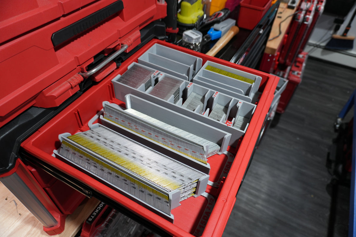 16ga Angled Finish Nail Caddy for Milwaukee PACKOUT Slim Drawers