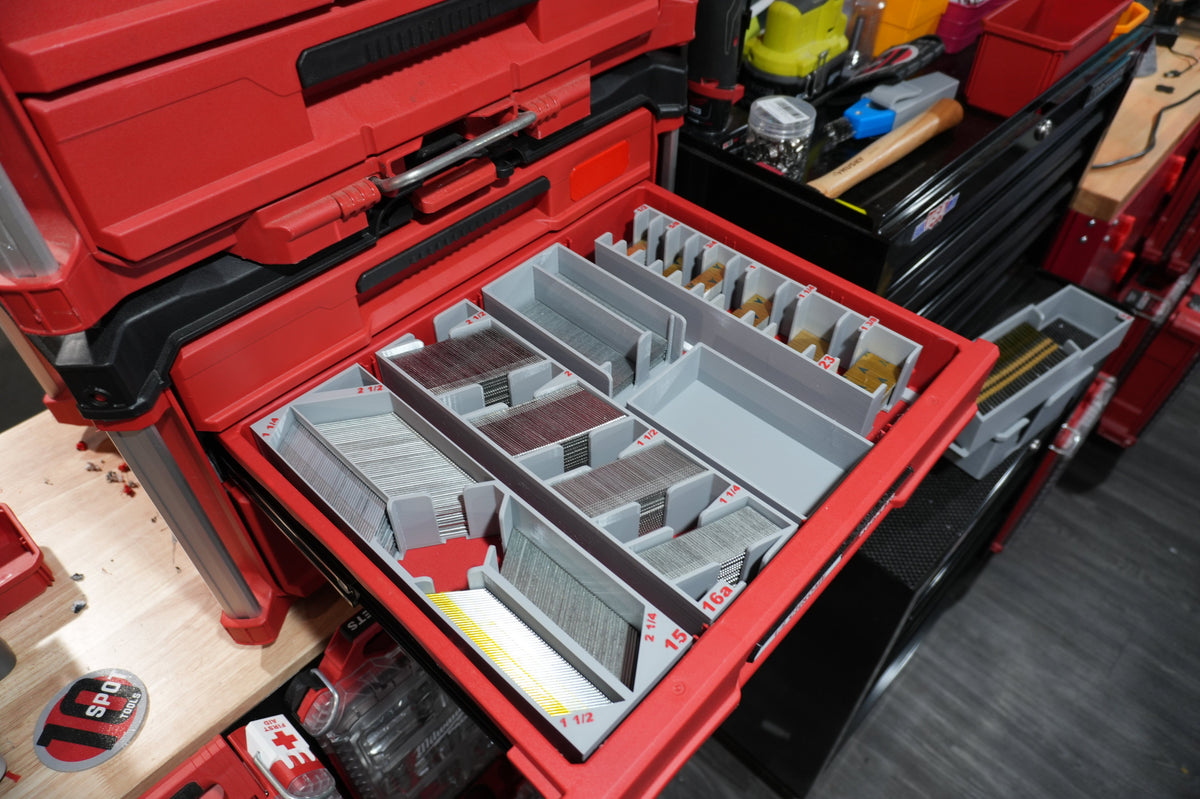 15ga DA Finish Nail Caddy for Milwaukee PACKOUT Slim Drawers