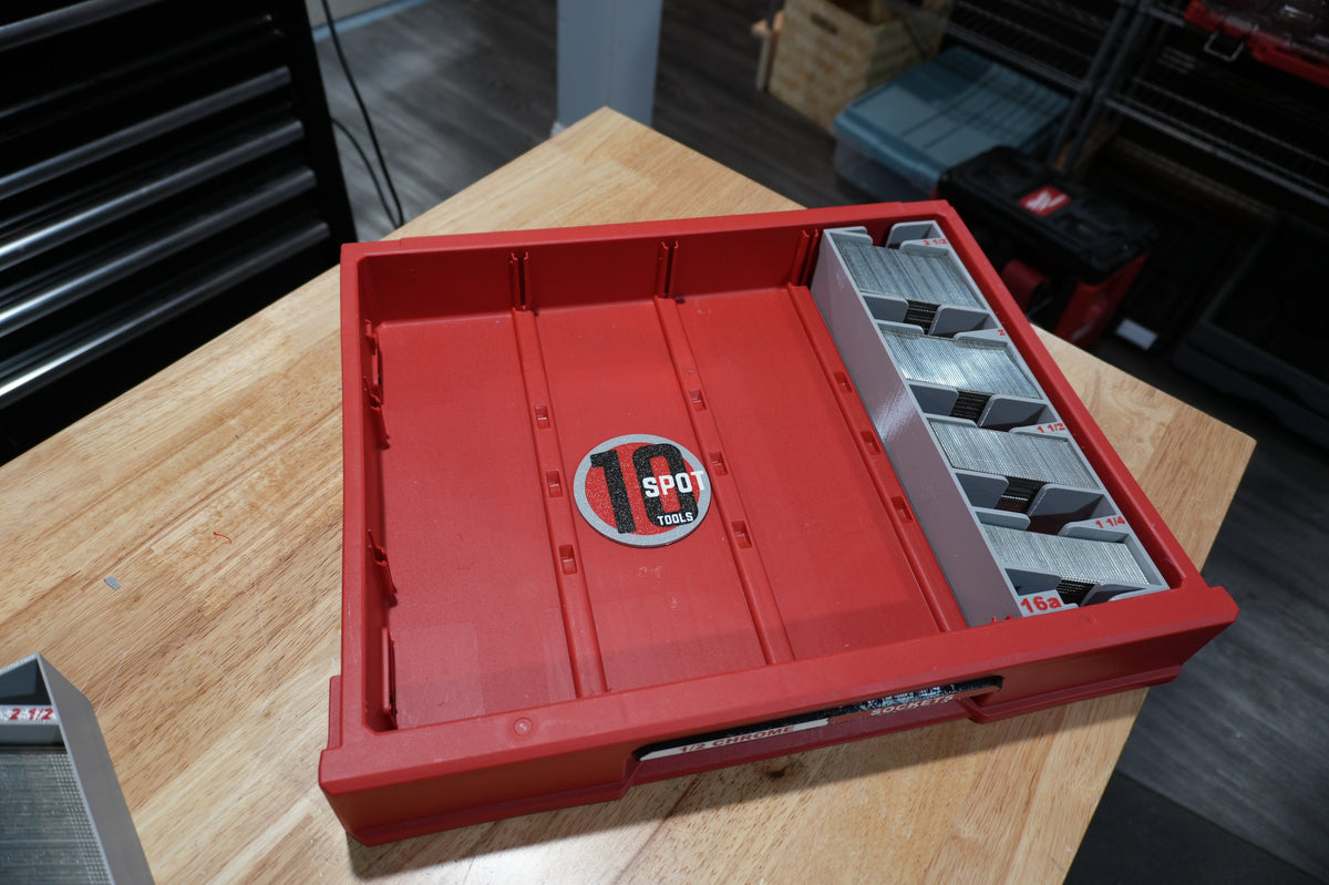 16ga Angled Finish Nail Caddy for Milwaukee PACKOUT Slim Drawers
