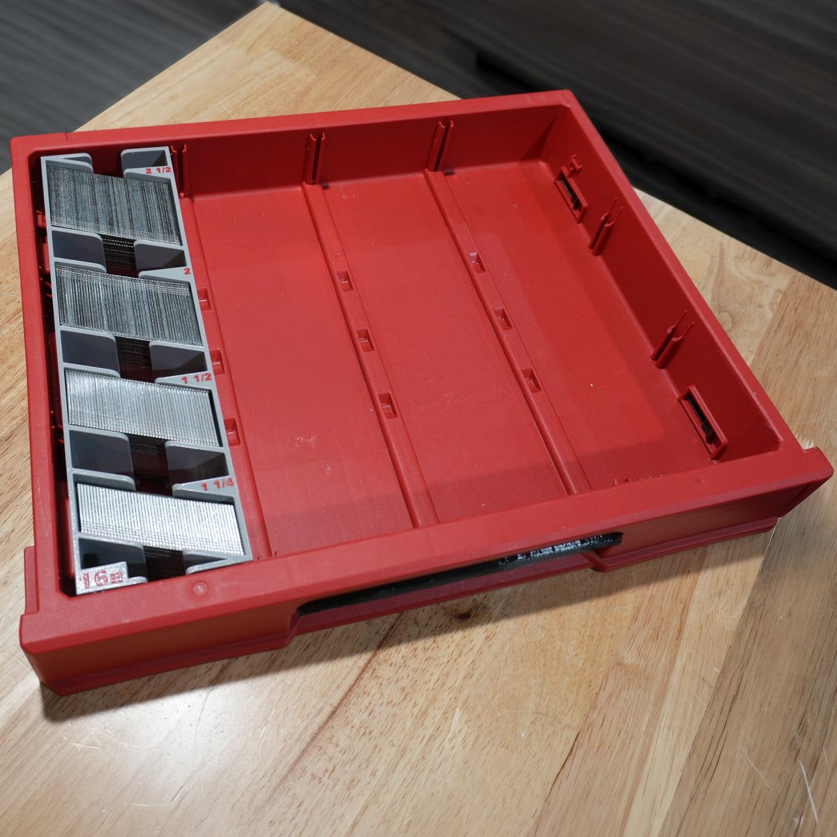 16ga Angled Finish Nail Caddy for Milwaukee PACKOUT Slim Drawers