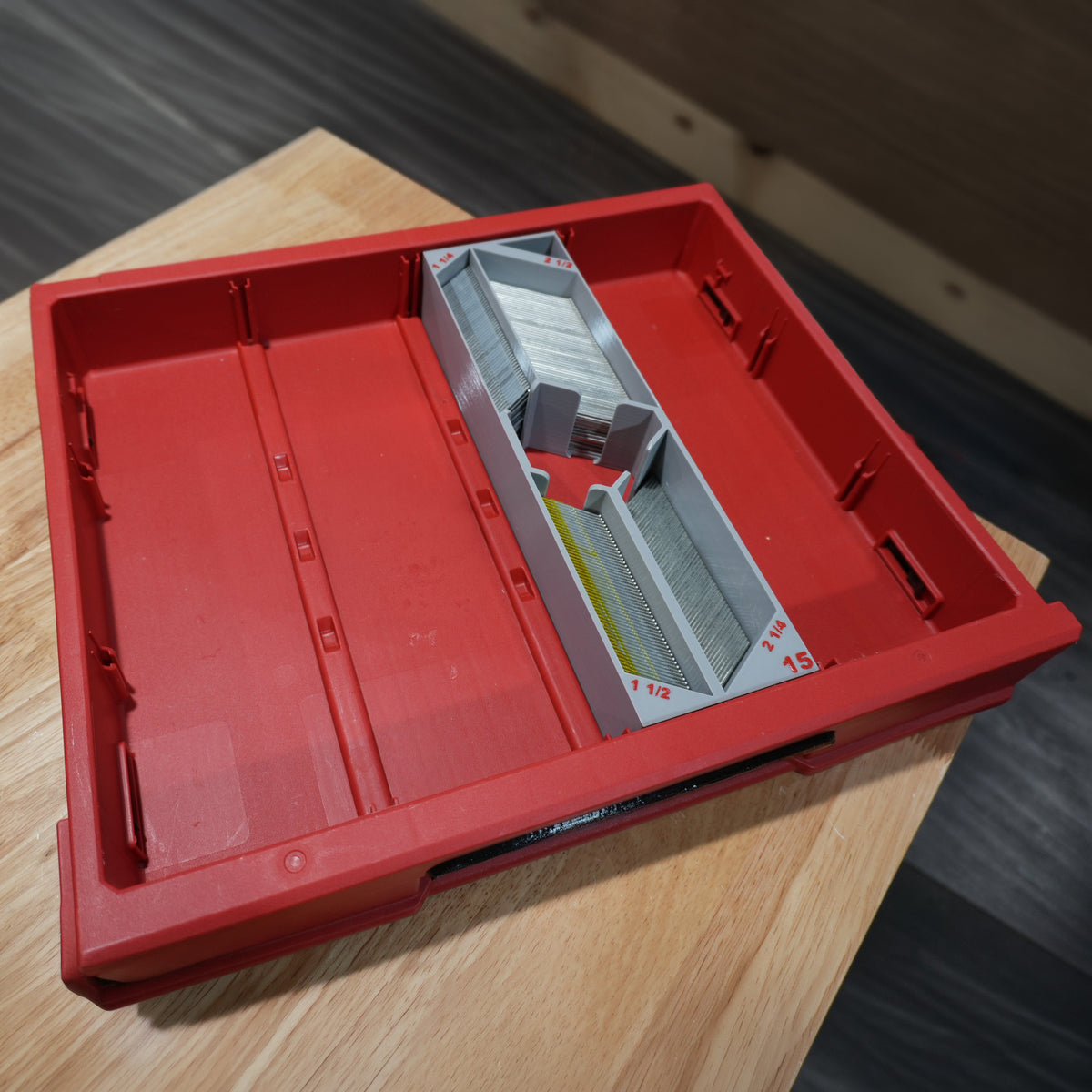 15ga DA Finish Nail Caddy for Milwaukee PACKOUT Slim Drawers