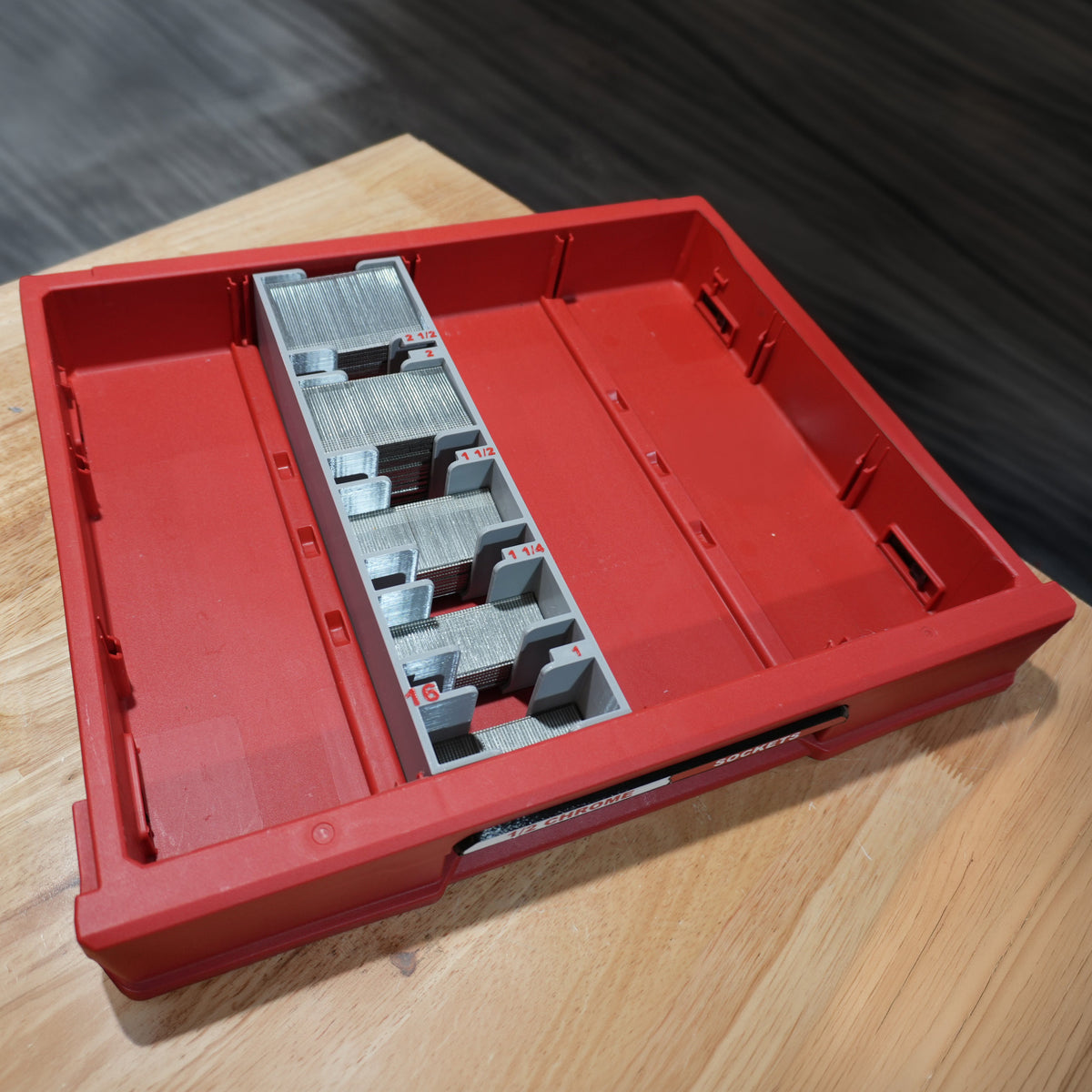 16ga Straight Finish Nail Caddy for Milwaukee PACKOUT Slim Drawers