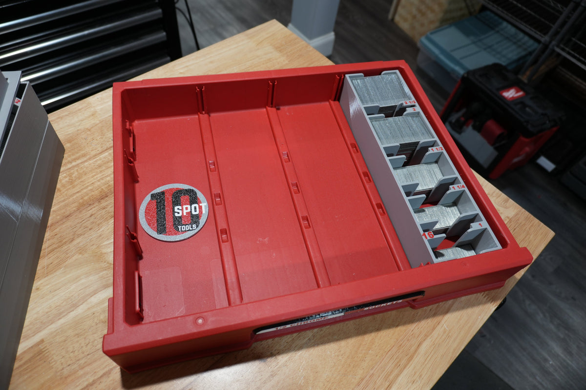 16ga Straight Finish Nail Caddy for Milwaukee PACKOUT Slim Drawers