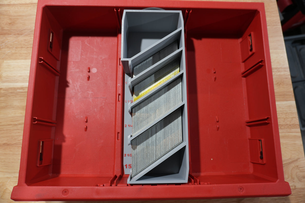 15ga DA Finish Nail Caddy for Milwaukee PACKOUT Standard and Deep Drawers