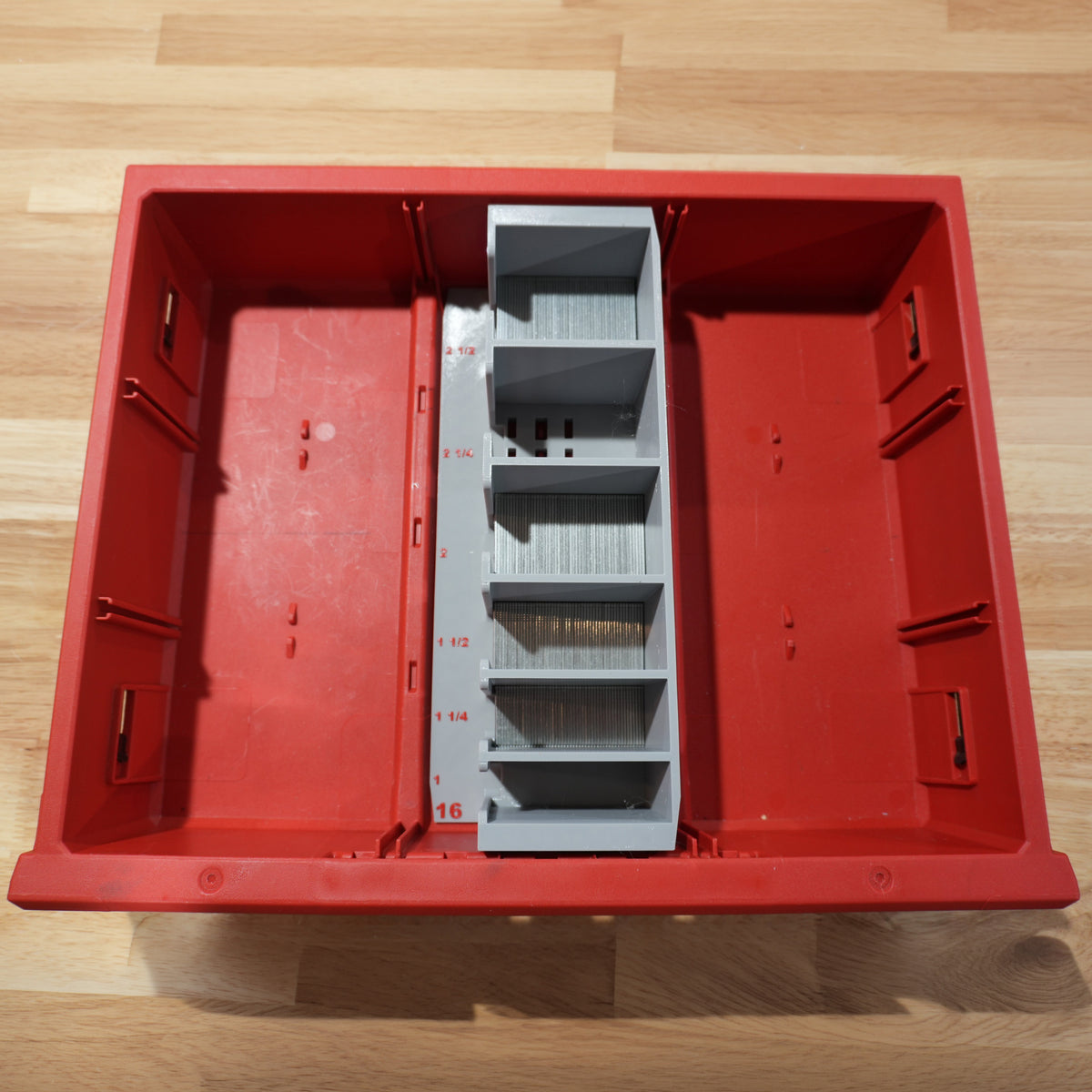 16ga Straight Finish Nail Caddy for Milwaukee PACKOUT Standard and Deep Drawers