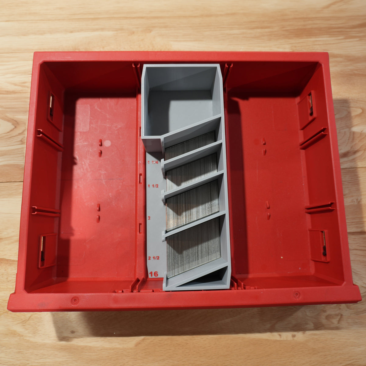 16ga Angled Finish Nail Caddy for Milwaukee PACKOUT Standard and Deep Drawers