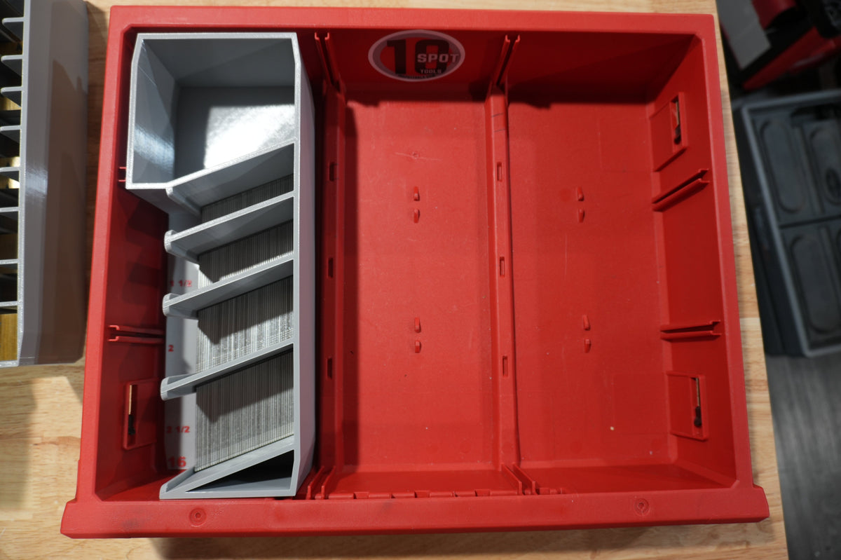 16ga Angled Finish Nail Caddy for Milwaukee PACKOUT Standard and Deep Drawers