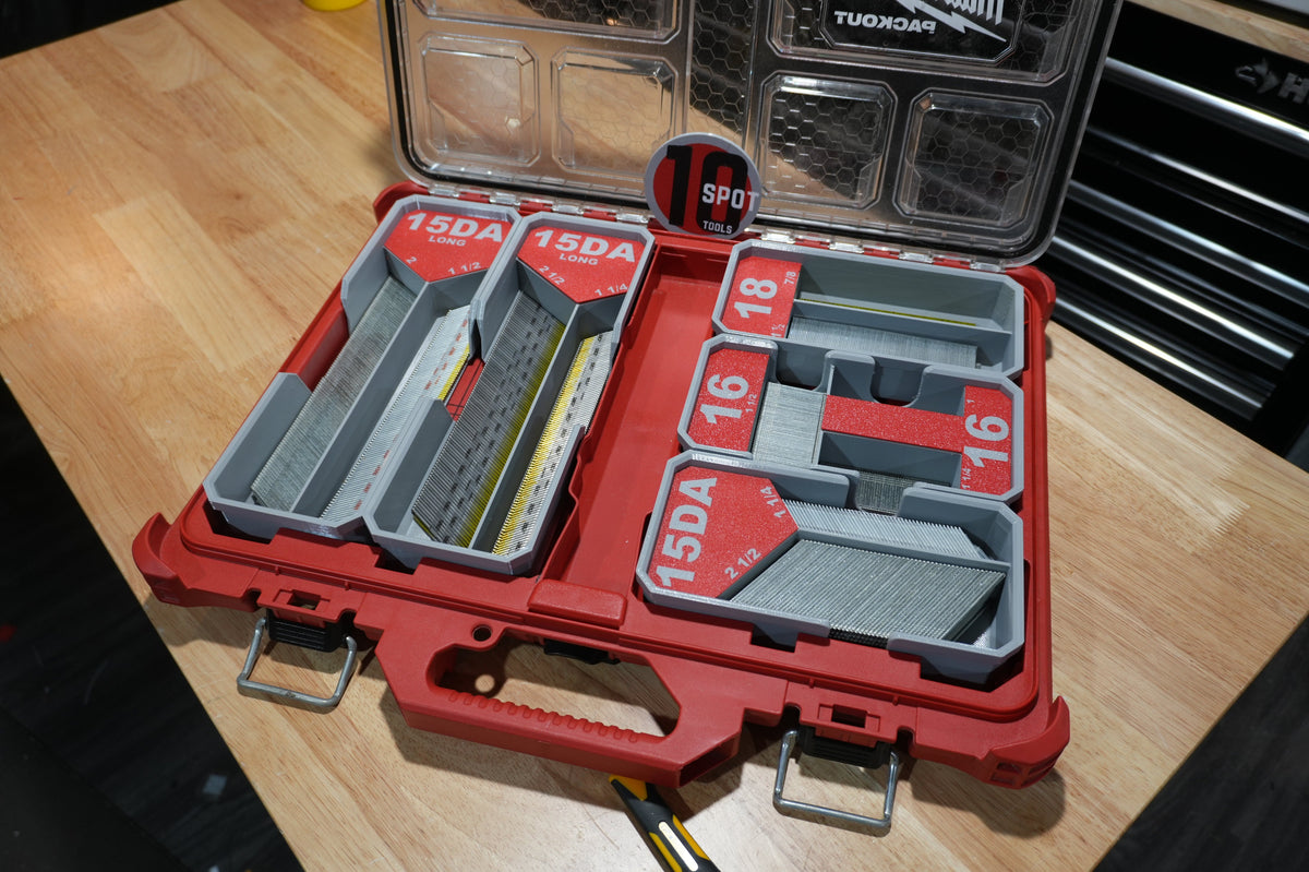 16ga Straight Finish Nail Caddies for Milwaukee PACKOUT Low-Profile Organizer
