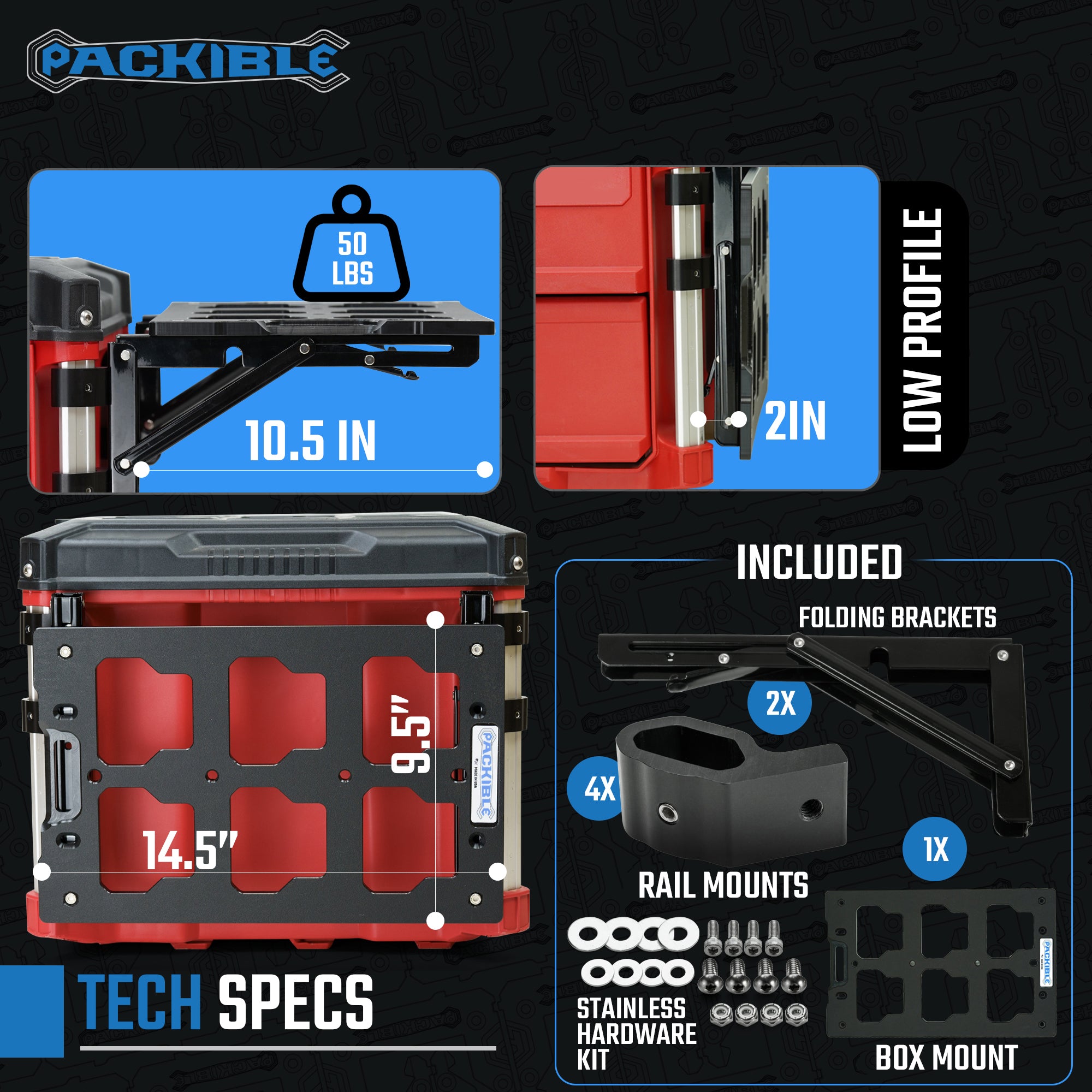 Joey HZ-FLIP - Folding Bracket Half Width Packout Box Mount KIT