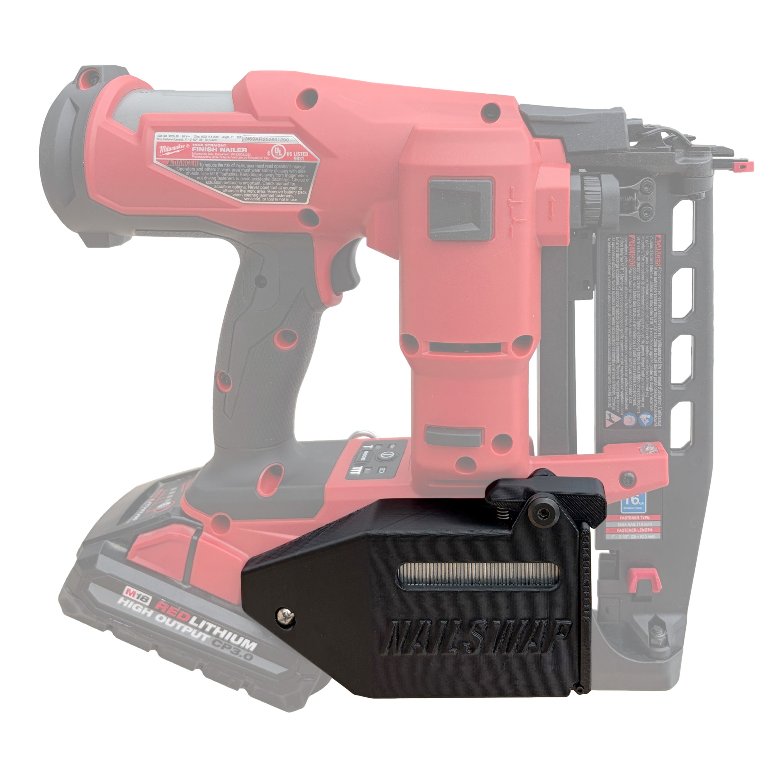 NAILSWAP Spare Nail Compartment for Milwaukee M18 16 Ga. Straight Finish Nailer